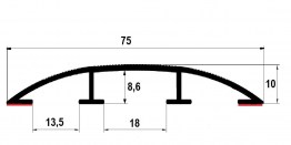 Přechodový samolepící profil na kabel,1752-H61-200, š. 75 mm, délka 200 cm, dub šedý H61