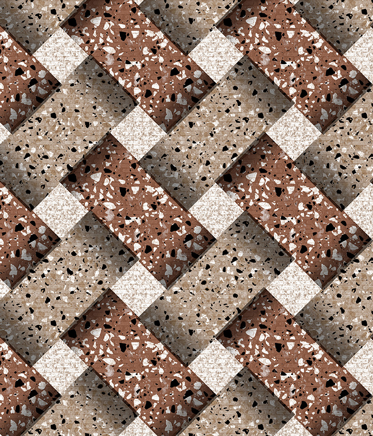 TERRAMAT koupelnové pěnové PVC 6037-4 - terrazzo mozaika hnědá - šíře 60 cm