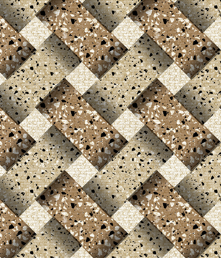TERRAMAT koupelnové pěnové PVC 6037-6 - terrazzo mozaika béžová - šíře 60 cm