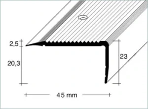 Eurofinal schodová hrana vrtaná 45x23 mm,stříbro, 270 cm - hliník