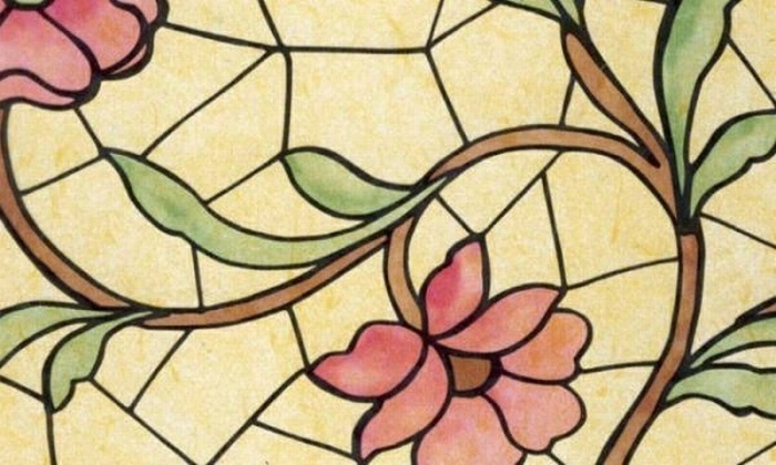 Transparentní samolepící fólie VITRÁŽ KVĚTY (91-2240) - šíře 90 cm