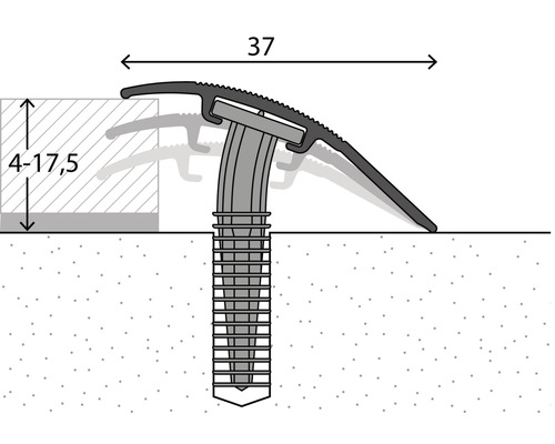 Přechodový profil PRINZ š. 37 mm, délka 270 cm, barva stříbro - výškový rozdíl 4-17 mm