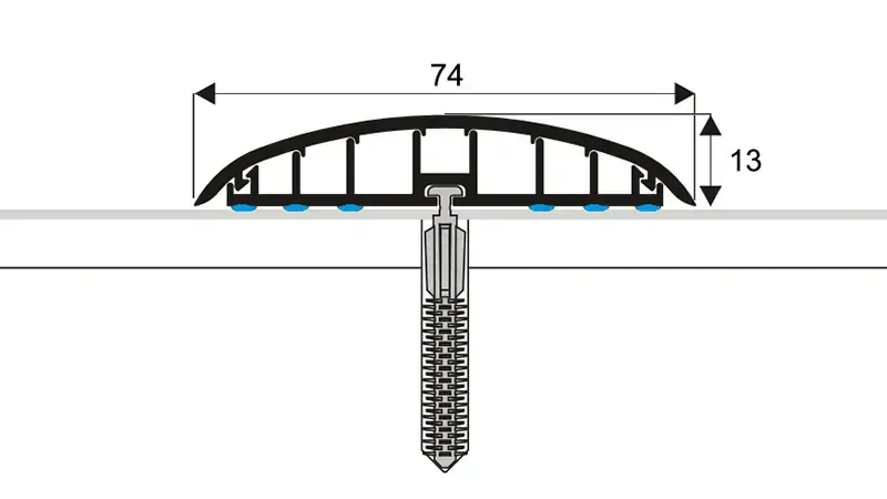 Přechodový PVC profil Volta V-62-100,barva stříbro,samolepící pro vedení elektroinstalace š. 74 mm