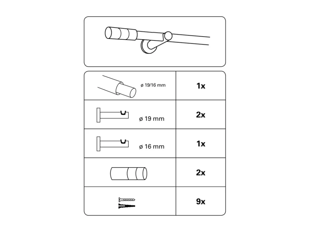 Teleskopická záclonová tyč Elba Válec 19/16mm břidlice 190-340 cm