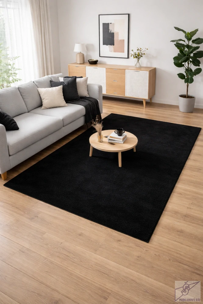 Kusový koberec COLOR UNI Black, 60 x 100 cm